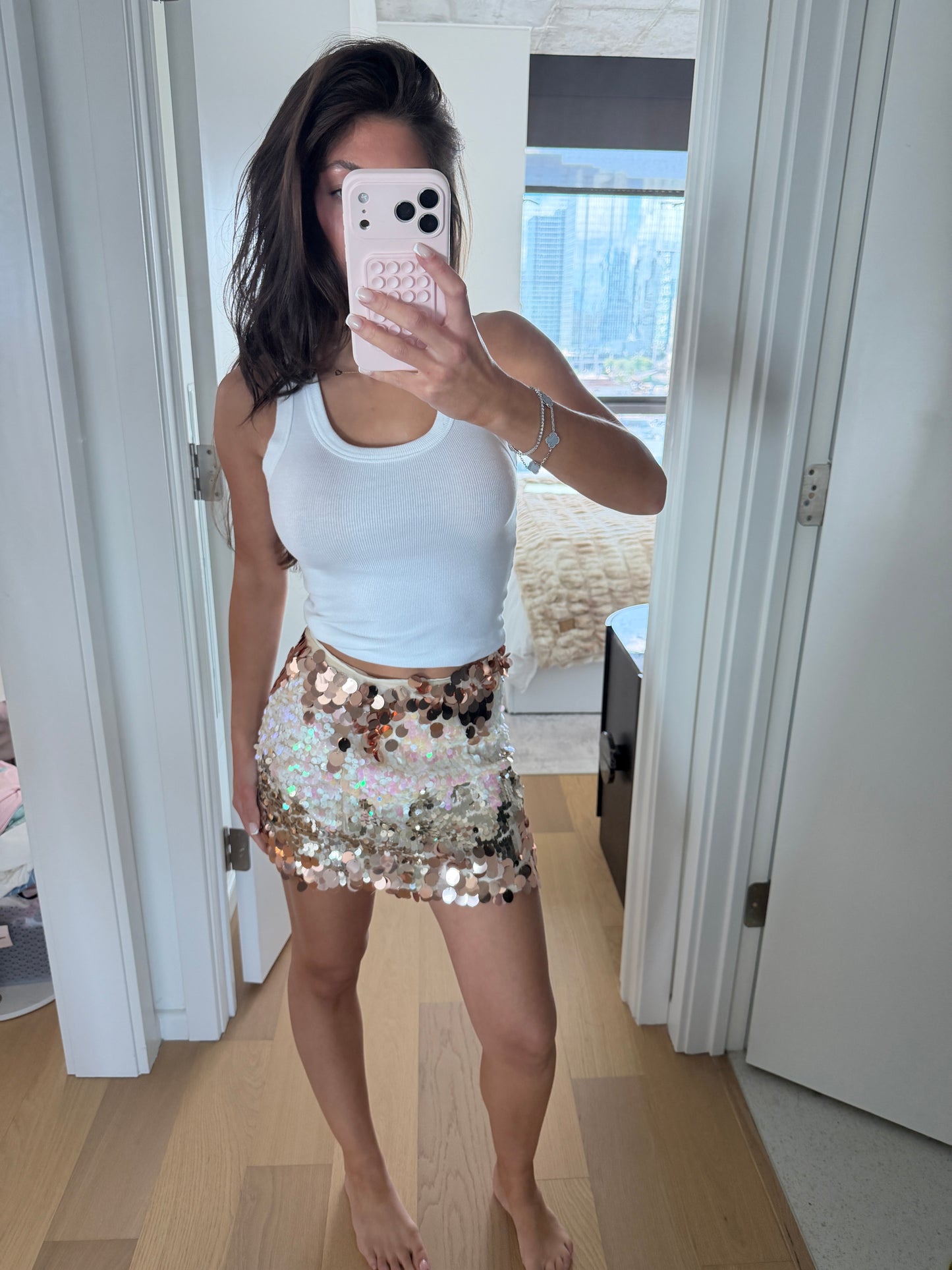 Mini sequence skirt