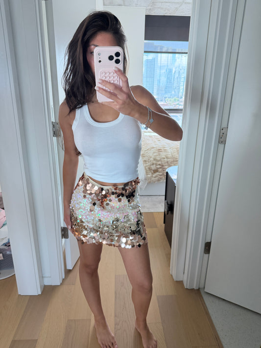 Mini sequence skirt