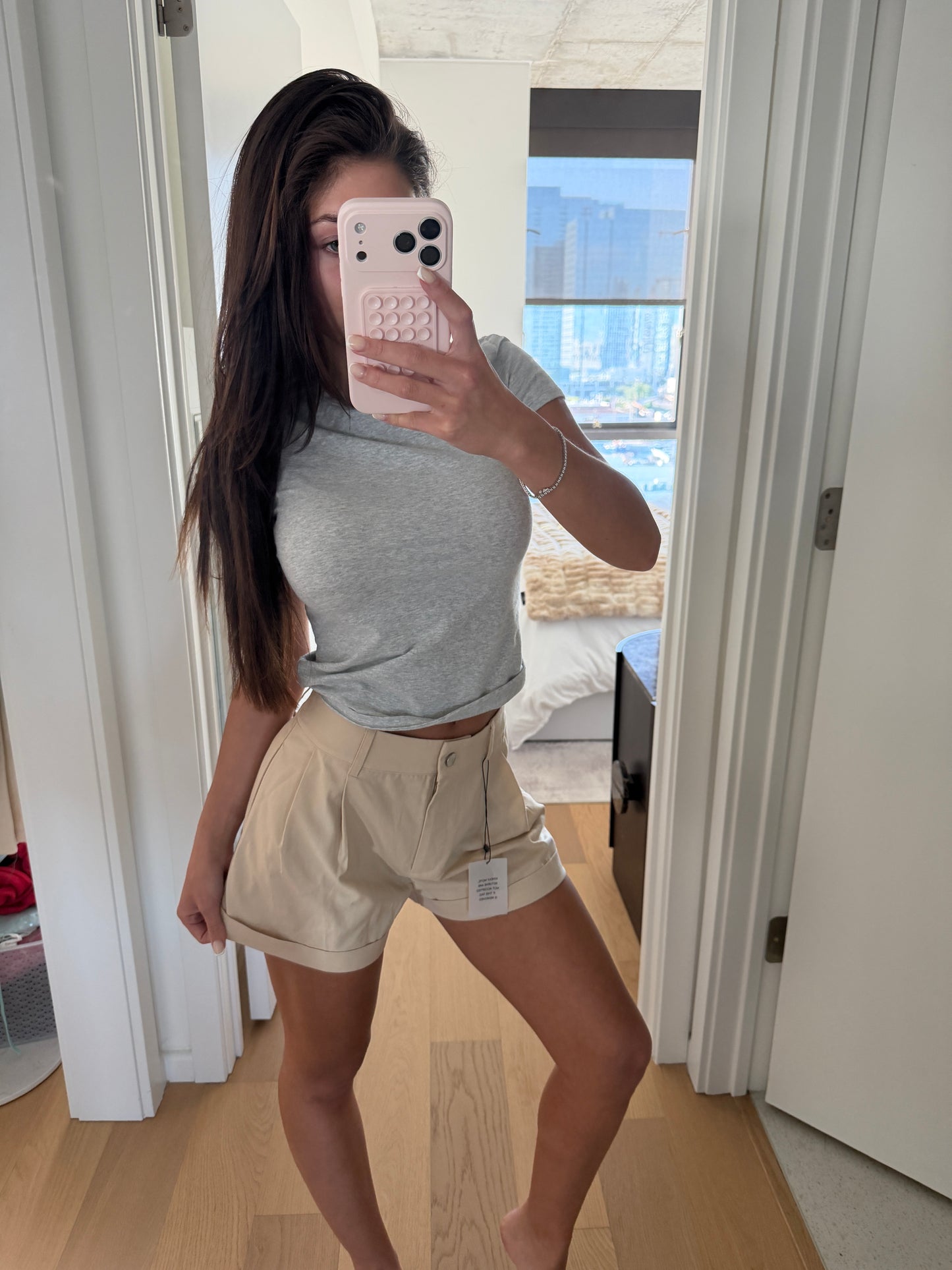khaki shorts
