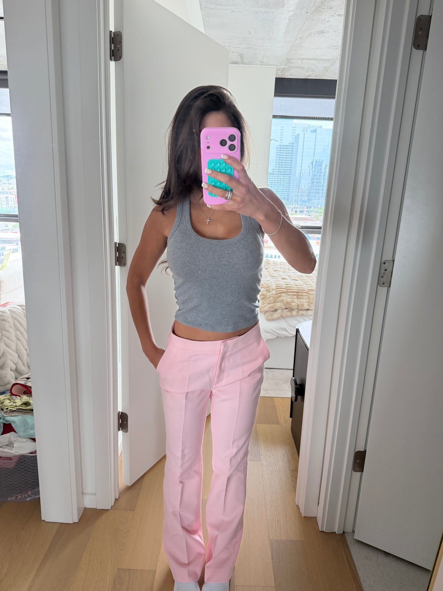Pink business pants